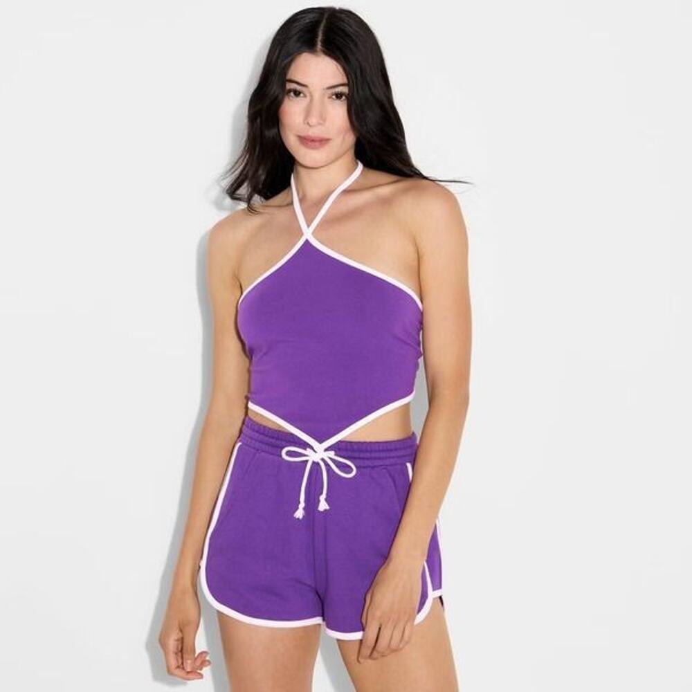 Wild Fable Women's Game Day Football Charm Halter Top Purple Size S